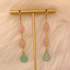 Czech Glass and Chalcedony Earrings